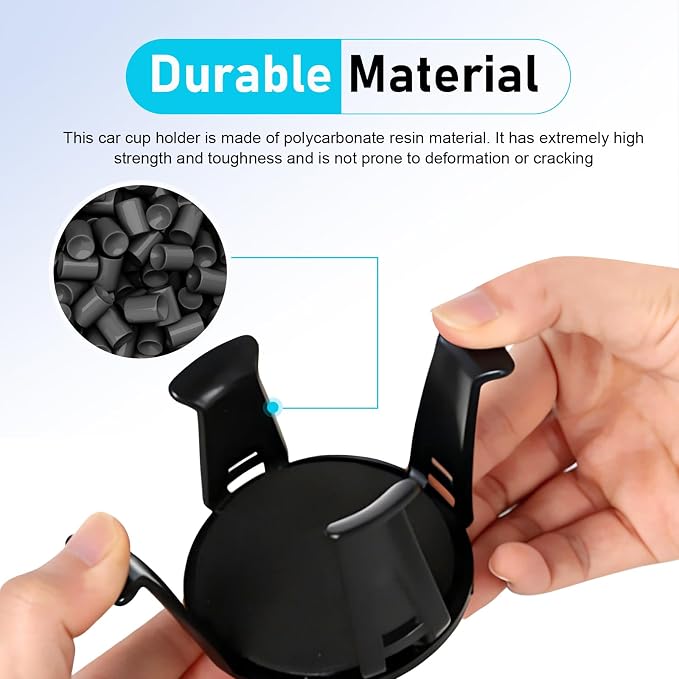 2 PCS Car Cup Holder Adapters, Anti-slip Anti-shake Drink Holder Insert, Adjustable Locking Cup Mount Expander Accessory, Self-adhesive Stabilizer for Most SUVs Sedans Trucks (Black)