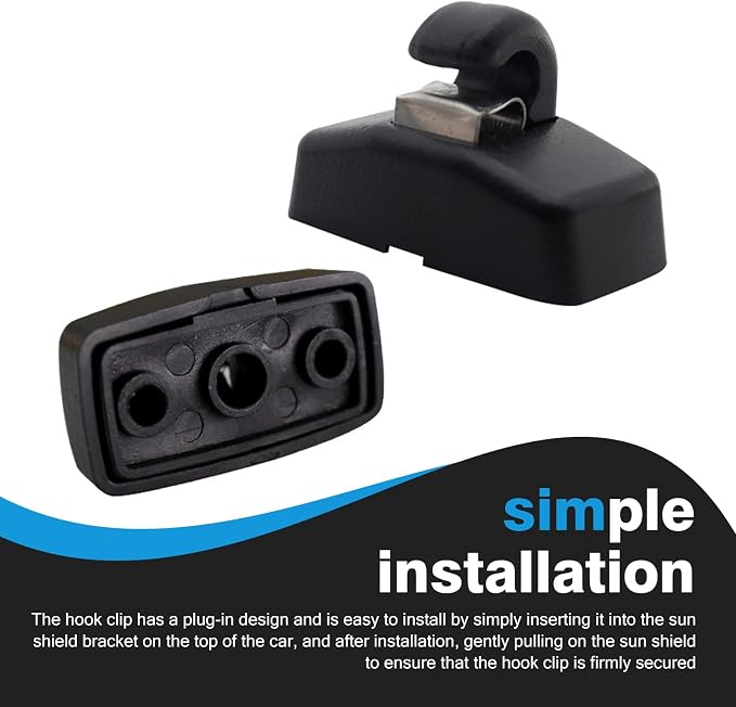 2 PCS Interior Sun Visor Clip Hook Bracket, Anti Vibration Sun Visor Bracket Holder, #3B0857561B Sun Visor Support Clip Retainer Replacement for VW Golf Passat Beetle Polo Jetta Skoda (Black)