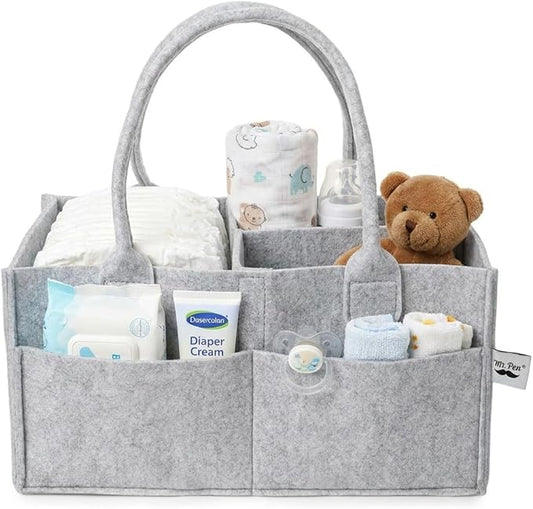 Mr. Pen- Baby Diaper Caddy Organizer, Gray, Medium | Nursery Storage Bin and Car Organizer for Diapers and Baby Wipes