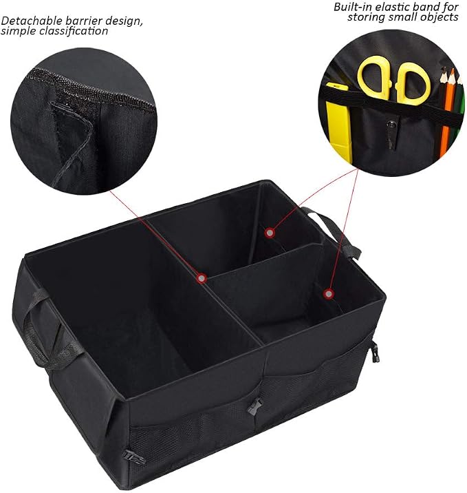 JiatuA Car Trunk Backseat Organizer for SUV, 8 Pocket Waterproof, Dust-proof, Sturdy Foldable Cargo Net Storage for More Trunk Space with Adjustable Straps, Black