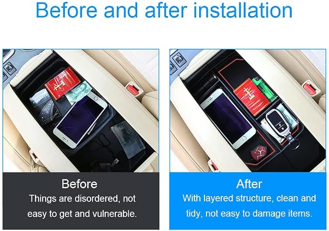 JSCARLIFE Car Center Console Armrest Box Glove Box Organizer Tray Secondary Storage Compatible for 2015-2017 Toyota Highlander