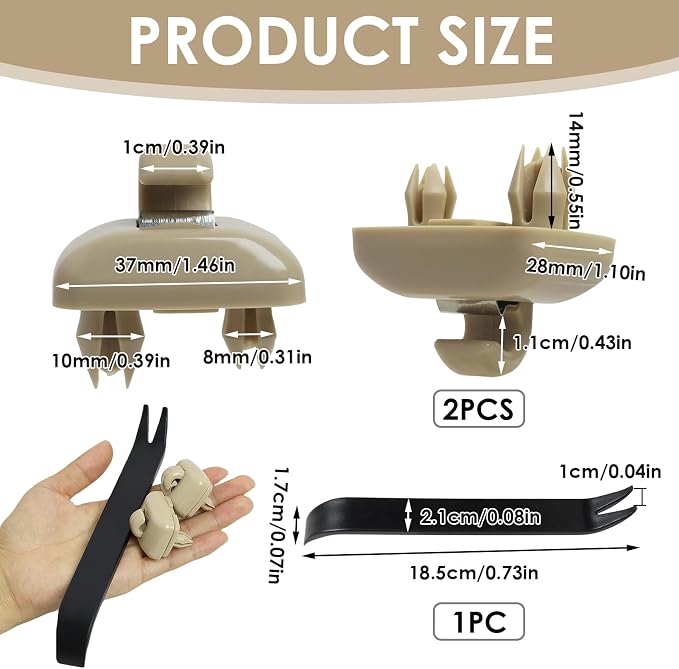 2015 Q5 Sun Visor Clip Replacement Compatible with Audi, Sunvisor Inner Clips for A1 A3 A4 A5 A6 Q3 Q5 S3 S4 S5 TT, ABS Construction Interior Sunscreen Holder Hook, OEM #8U0857562A (Beige)
