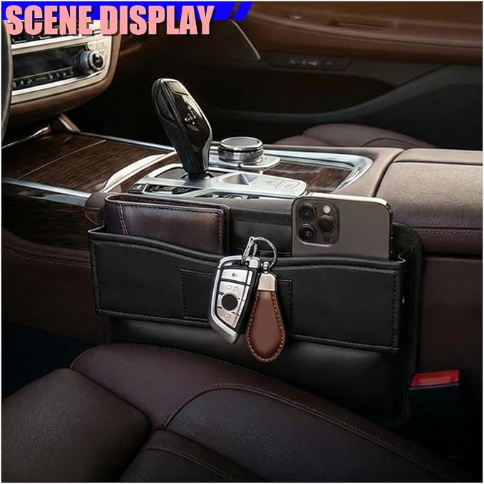 Car Seat Gap Filler, Anti-Drop Automotive Front Seats Gap Storage Box for Phone, Glasses, Key, Card, Universal Vehicle Interior Organizer Accessories for Car, SUV, Truck (Whole)