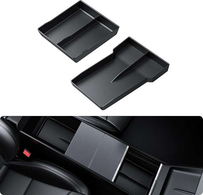 BASENOR 2026-2024 Tesla Model 3 Highland Lower Center Console Organizer Tray, (Proprietary Design) TPE Bottom Console Storage Box Pad for Model 3 Refresh Interior Accessories