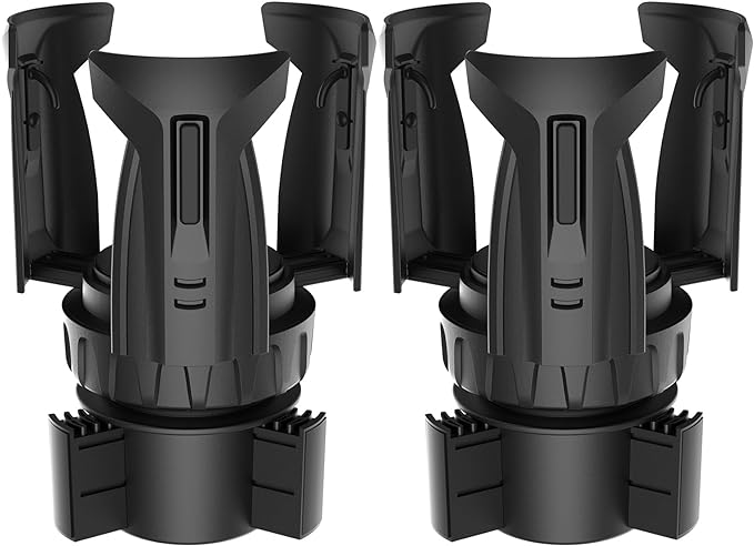 Cup Holder Expander (Adjustable Holder & Base, Auto-Fit Hold, One Button Open), Car Cup Holder Expander for Yeti, Hydro Flask, Nalgene, Owala, Bottles in 2.6"- 4.8" (Light Black, 2 Pack)