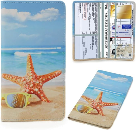 TILDOSAC Leather Car Registration and Insurance Card Holder, Car Document Holder for Cards License with Magnetic Shut(Blue)