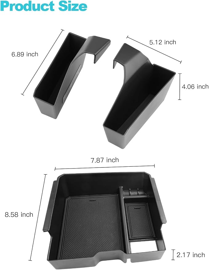 CDEFG 3Pcs for 2026 Ford Ranger Center Console Organizer for 2026 Ford Ranger (Raptor/Lariat/XLT/XL) Accessories Middle Console Tray Armrest Storage Box Gear Shift Side Pocket Trash Can