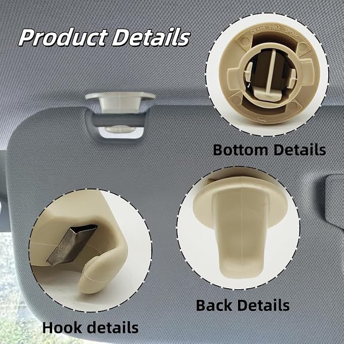 Interior Sun Visor Hook Clip Bracket Fit for Volkswagen Atlas,for Touran,for Tiguan for T-ROC,for T-Cross,for Passat,for Golf MK7,MK8,for Crafter,for Arteon,2014-2024 (1pcs Off White)