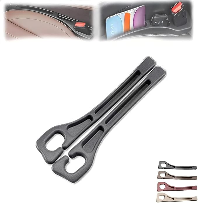 Car Seat Gap Filler, 2-Pack No-Drop Seat Side Gap Seam Filler Organizer with Phone Holder, Seat Gap Fillers for All Cars, Prevents Items from Falling, Easy to iInstall (Black)