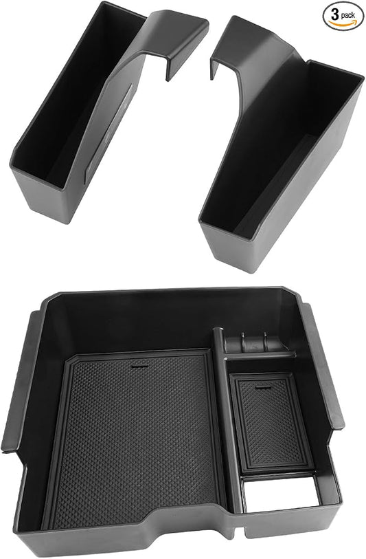 CDEFG 3Pcs for 2026 Ford Ranger Center Console Organizer for 2026 Ford Ranger (Raptor/Lariat/XLT/XL) Accessories Middle Console Tray Armrest Storage Box Gear Shift Side Pocket Trash Can