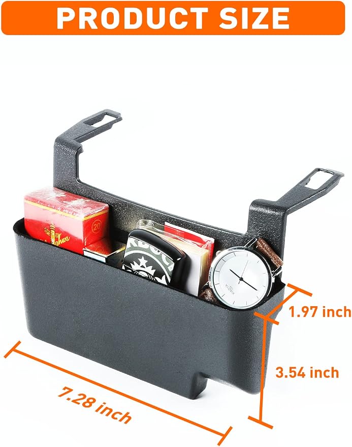 Savadicar Center Console Hanging Storage Organizer for 2018-2025 Jeep Wrangler JL JLU 4XE & Jeep Gladiator JT, Armrest ABS Tray with Microfiber for Reduce Noise, Interior Accessorise, Black