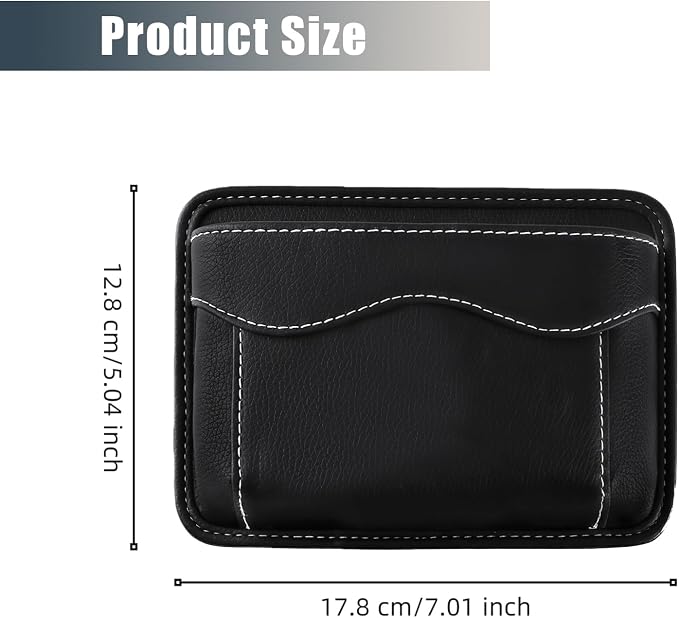 Car Seat Side Pocket Organizer, PU Leather Car Storage Bag Multifunctional Phone Wallet Key Card Holder Gap Filler Universal Pouch for Auto Door Seat Side Dash Interior Accessories (Black)