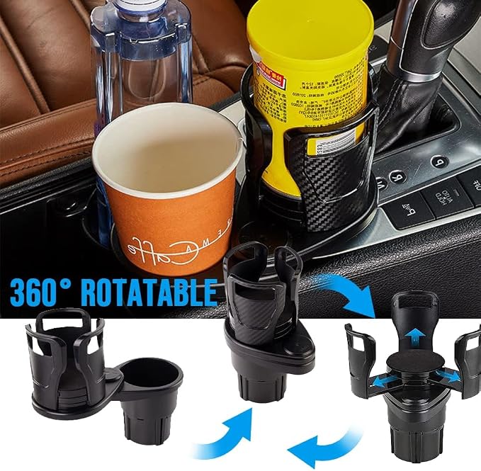 Car Cup Holder Expander for Tesla Model 3 2019-2025, Cup Holder Adapter with Expandable Arm and Adjustable Base,Matte Black
