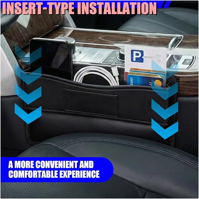 Car Seat Gap Filler, Anti-Drop Automotive Front Seats Gap Storage Box for Phone, Glasses, Key, Card, Universal Vehicle Interior Organizer Accessories for Car, SUV, Truck (Whole)