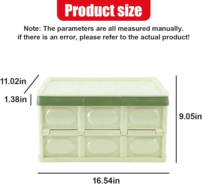YoRise Car Trunk Organizer, Plastic Waterproof Foldable Car Cargo Storage Box with Lid, Universal Portable Automotive Tool Container Accessories for SUV Truck Sedan (Green)