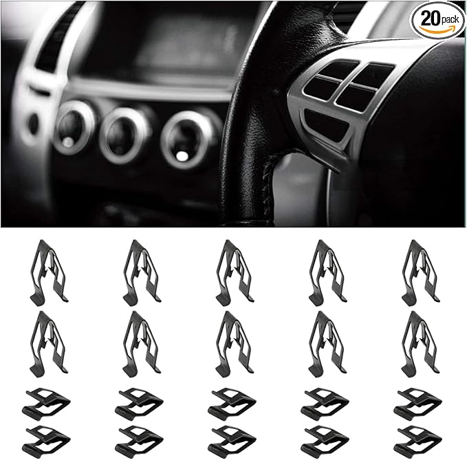 20PCS Car Metal Retainer Clips, Front Console Dashboard Metal Retainer, Car Console Trim Retainer Clip, Automotive Universal Dashboard Retainer Replacement Interior Accessories (Black)