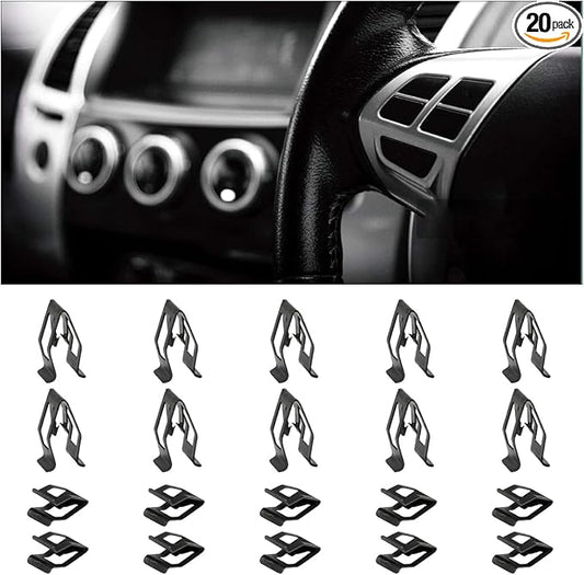20PCS Car Metal Retainer Clips, Front Console Dashboard Metal Retainer, Car Console Trim Retainer Clip, Automotive Universal Dashboard Retainer Replacement Interior Accessories (Black)
