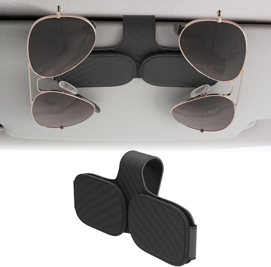 BFXM Sunglass Holder for Car Double Clip, Car Accessories Sunglasses Clip for Car Visor, Magnetic Leather for Car Visor, Cars Sun Visor Ticket Card Clip