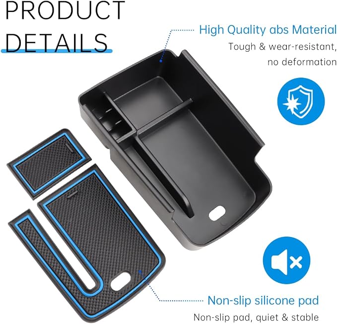 MARCHFA Center Console Organizer Tray Compatible for 2024 2025 2026 Buick Envista Accessories Armrest Storage Box Tray Organizer Middle Console Insert Holder (Blue)