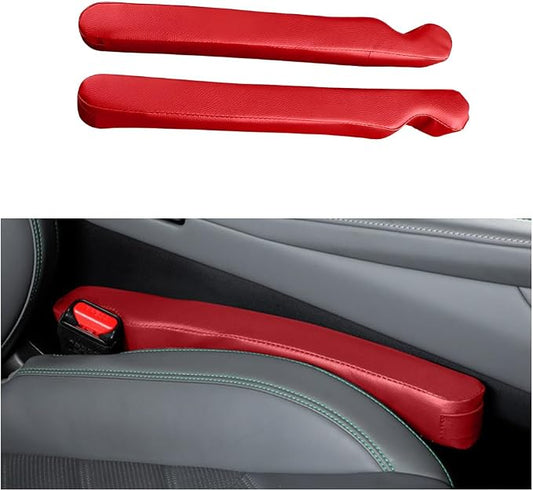 2PCS Car Seat Gap Filler, Microfiber Leather Vehicle Seat Crevice Plug Blocker to Stop Things from Dropping, No-Drop Automotive Gap Guard Stopper, Universal for Vehicles (Red)