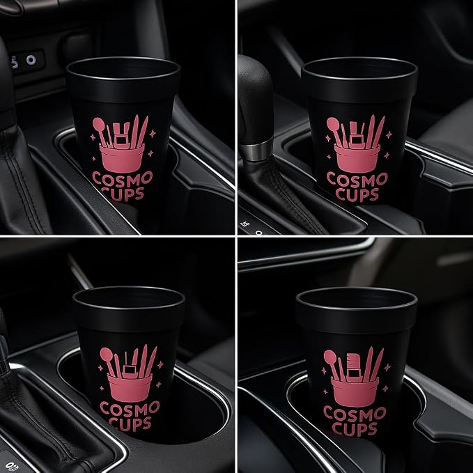 CosmoCups Car Makeup Brush Cup Holder, Decorative Pot Design, Cosmetic Organizer Storage Container for Beauty Tools and Accessories for Cars and Home