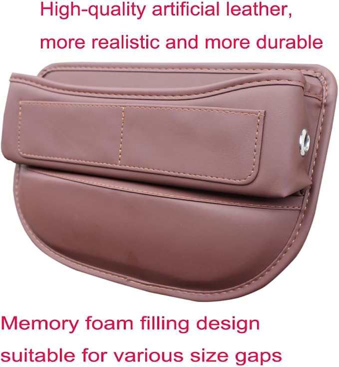 Seat Gap Organizer, Brown | Car Seat Console Organizer, Front Seat Side Storage Bag, Center Console Side Pocket, Seat Gap Filler