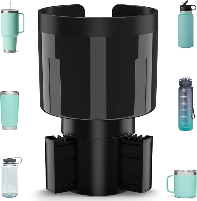 TYKOR Car Cup Holder Expander Adapter, Extender for Car with Offset Base | Compatible with Yeti 14/24/36oz, Owala 12/24/40oz, Other Large Water Bottles and Mugs in 3.2"-4.0"