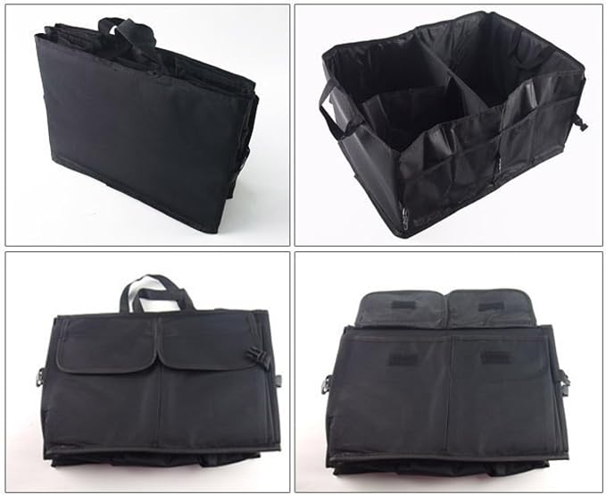 Trunk Organizer for Car - 52L Large Capacity Collapsible Multi Compartments Storage Organizer, Portable Car Storage Box for most Cars/Suv, Black