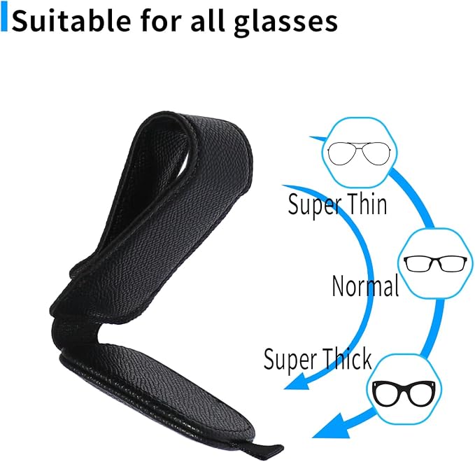 Yuoyar 2 Packs Magnetic Sunglass Holder for Car Visor (4Pcs Black) | Magnetic Interior Car Accessories