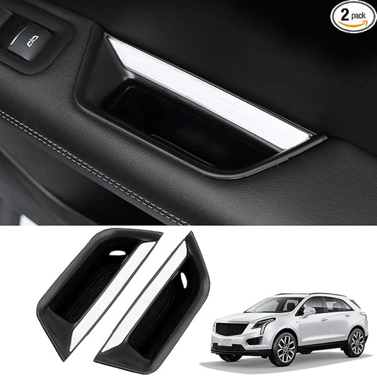 2pcs XT5 Rear Side Door Handle Storage Box Holder Upgraded Door Armrest Organizer for Cadillac XT5 2023 2022 2021 2020 2019 2018 2017