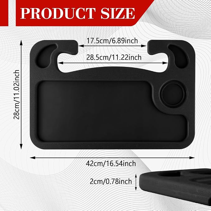 2 in 1 Car Steering Wheel Desk, Car Tray, Car Steering Wheel Desk Tray & Auto Seat Gap Filler Organizer, Multipurpose Travel Auto Steering Wheel Under Table Console for Most Vehicles (Black)