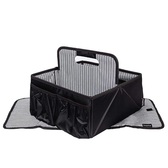Baby Diaper Caddy and Car Organizer for Accessories| Changing Pad Included| Large Portable Storage Bin| Baby Shower or Holiday Gift