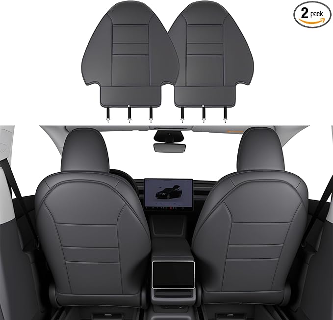 Seat Back Protector for Tesla Model Y Juniper/3/X/S Accessories Leather Kick Mats Protectors with Dual Layer Organizer Pockets for Drivers Scratchproof Waterproof Backseat Cover, Set of 2