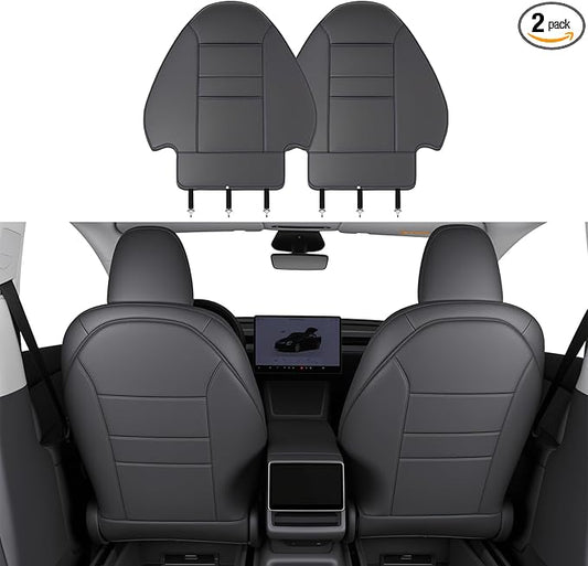 Seat Back Protector for Tesla Model Y Juniper/3/X/S Accessories Leather Kick Mats Protectors with Dual Layer Organizer Pockets for Drivers Scratchproof Waterproof Backseat Cover, Set of 2