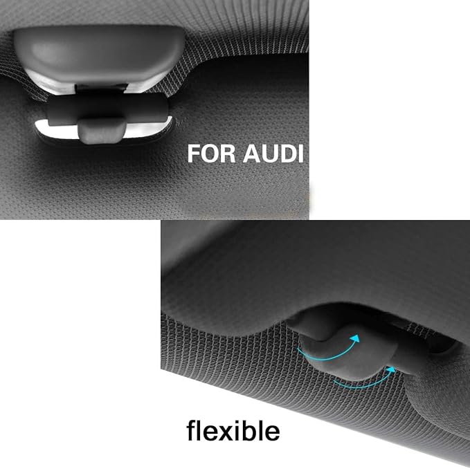 2PCS Audi Inner Sun Visor Clips, Upgraded Car Interior Sunscreen Holder Hook - Compatible with Audi Q5 Q3 A1 A3 A4 A5 S3 S4 S5 TT, OEM: 8U0857562A (Gray)