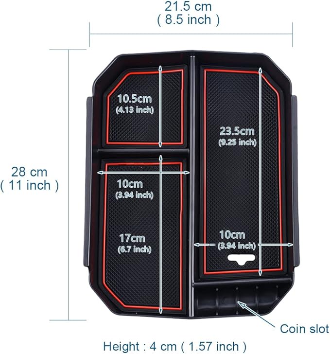 JSCARLIFE Car Center Console Armrest Box Glove Box Organizer Tray Secondary Storage Compatible for 2015-2017 Toyota Highlander