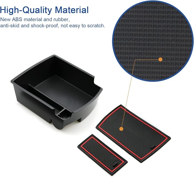 2018-2021 2022 2023 Kona Center Console Organizer for Hyundai Kona Armrest Box, 2022 Kona Console Armrest Tray 2022 2023 Kona Armrest Box Insert Tray Accessories (Red Mats)