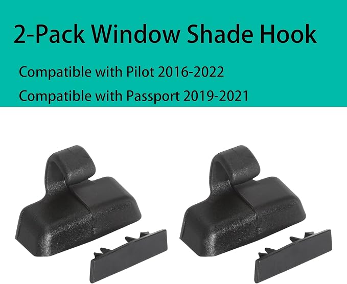 2-Pack Window Shade Hook Compatible with Honda Pilot 2016-2022 Passport 2019-2021 Rear Door Sun Shade Hook Clip Retainer Holder with Cover