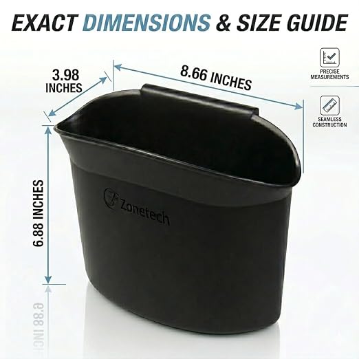 ZONETECH Portable Hanging Mini Car Garbage Can – Classic Black Trash Container - Premium Quality Automotive Universal Compact Traveling Wastebasket for Vehicle,Office,Home (2-Pack)