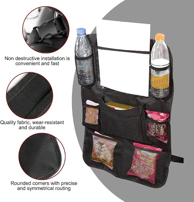 2PCS Car Backseat Organizer, Car Organizers and Storage, Kick Mats Back Seat Protector with Touch Screen Tablet Holder, Road Trip Storage Essentials Car Storage Pocket for Car And Truck (2PCS)