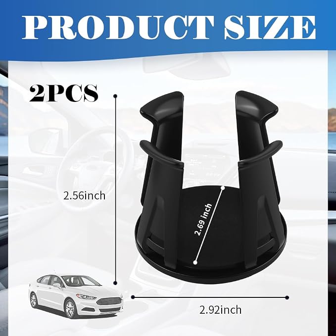 2PCS Car Cup Holder Insert,Self-Adhesive Portable Cupholder Insert for Car for Fixing Cups/Drinks,Automotive Cup Holders with Adaptive Clamping Arm Cars Accessories for 3" Car Cup Holder