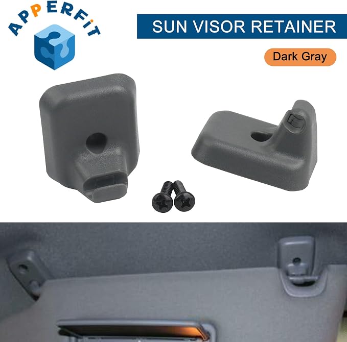 Sun Visor Clip Retainer Holder (Steel Gray) w/Screws for Sunvisor Panel Driver & Passenger Side BL3Z-1504132-AB Compatible with Ford F150 2011-2014 Visor Mount Accessories