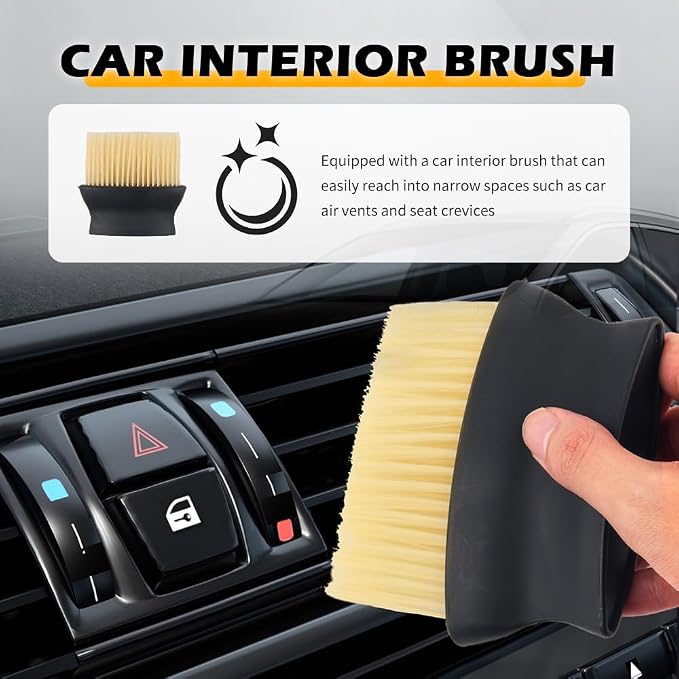 2PCS Car Seat Gap Filler Organizer with Car Brush Interior,No Drop Cars Seat Gap Plug with Storage Slot for Phones,Universal Cars Seats Gaps Filler Strip for Most Vehicles