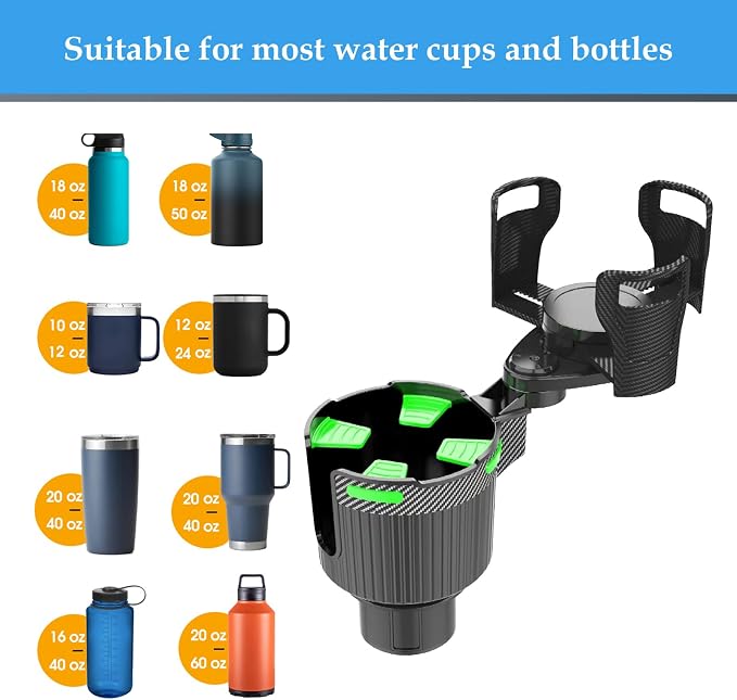 Car Cup Holder Expander Water Bottle Base fit Stanley fit owala for Yeti Rambler for Hydro Flasks 14/24/32/36/40oz -Adjustable Expandable Cup Holder Accessories for Most Cars Trucks. (BJ-2378)