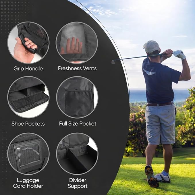Golf Accessories for Men - Unique Golfer Gifts for Men - Versatile and Ventilated Golf Storage Bag with Shoe Organizer, Ideal for SUV & Car - Durable Golf Trunk Locker Gift Idea