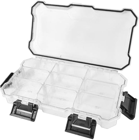 Husky 12 in. 9-Compartment Waterproof Heavy-Duty Storage Bin Small Parts Organizer