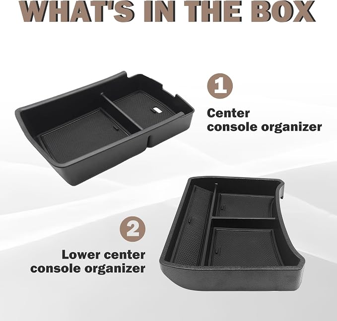 Muslogy for 2023-2025 2026 VW ID.4 Center Console Tray & Lower Organizer 2PCS Set Interior Storage Insert Box Floor Storage Tray Compatible with Volkswagen ID 4 2023 2024 2025 2026 (Console+Lower)