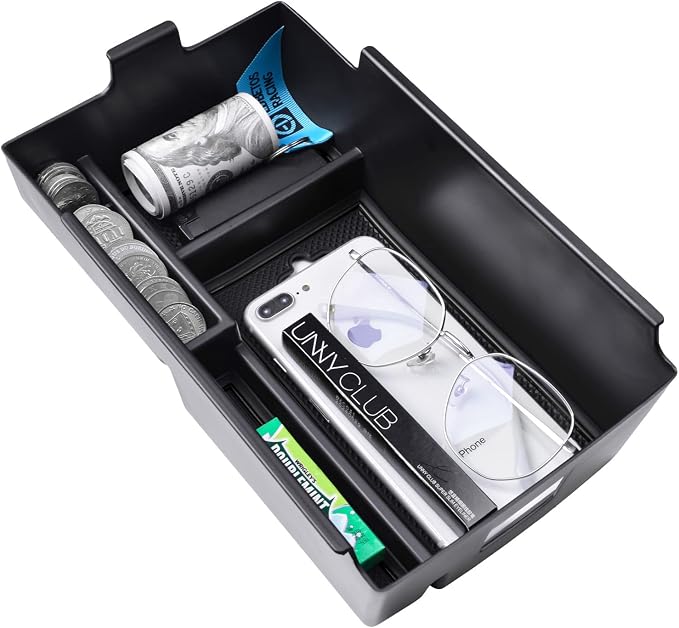 EDBETOS Center Console Organizer Compatible with Chevy Equinox Accessories 2018 2019 2020 2021 2022 2023 2024 Insert Tray Interior Secondary Armrest Storage Box ABS, Black