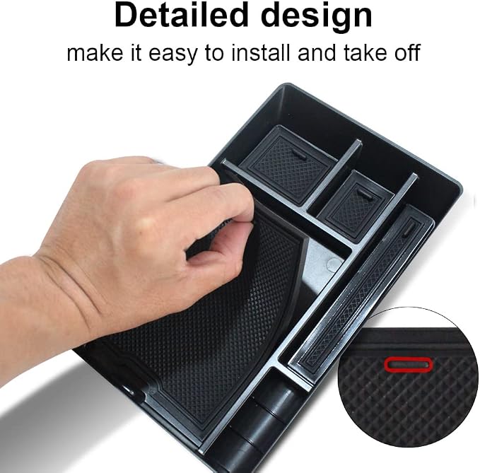 BestEvMod for Ioniq5 Armrest Storage Box Center Console Organizer Tray Interior Accessories with Rubber Black Trim Compatible with Hyundai Ioniq 5 2022-2026 Accessories(V1)
