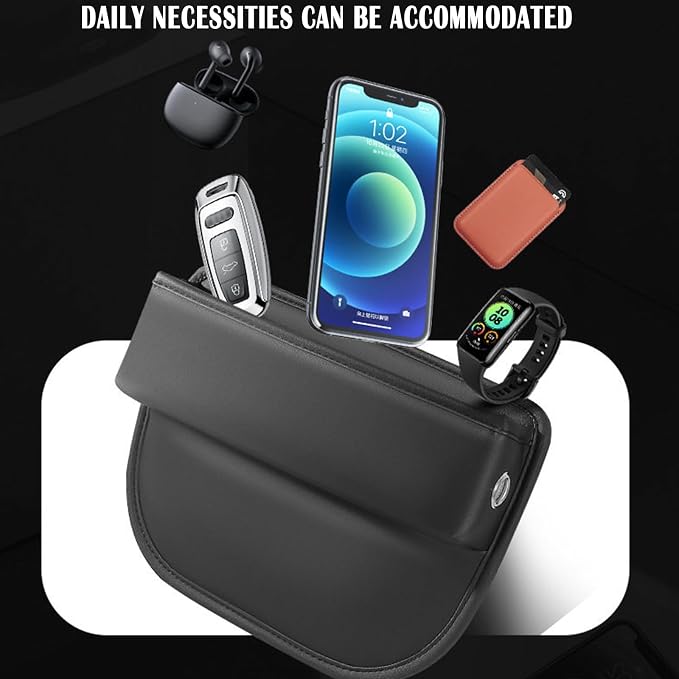2 Pack Universal Fit Premium Leather Car Seat Gap Filler Organizer, Center Console Organizer for Car SUV Truck (Black，2 Pack)